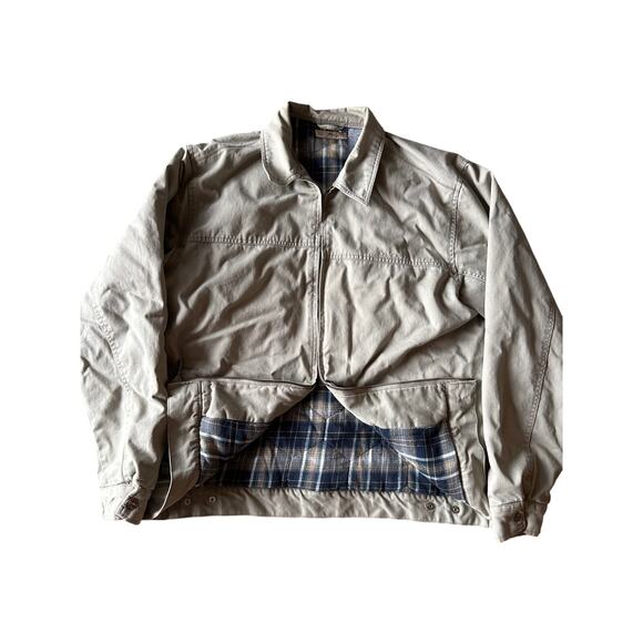 Vintage Quicksilver Duck Cotton Quilted Flannel Lined L Khaki Bomber Zip Jacket - Picture 1 of 10